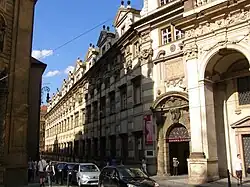 The front facade of Clementinum by Carlo Lurago, 1650s–1660s.