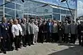 Vladimir Putin with Air Force veterans after the flypast.
