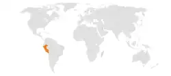 Map indicating locations of Kuwait and Peru