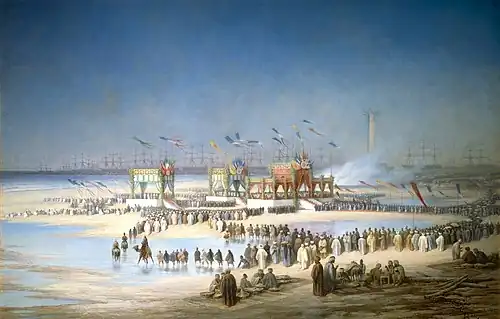 Illustration of the inauguration, by Édouard Riou in 1869