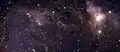 N79-S in near-infrared with JWST. The super star cluster is on the right (which overlaps with the HII-region NGC 1722). On the left is the star cluster NGC 1727.