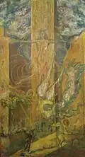 Birth of a New Humanity, by LVG, oil on panel, 1940s, 47"x 83", Goriansky Family Collection