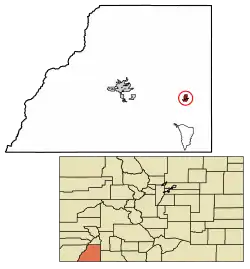 Location of the Town of Bayfield in La Plata County, Colorado.