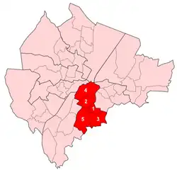 Laganbank , 1. Ballynafeigh , 2. Botanic , 3. Rosetta , 4. Shaftesbury , 5. Stranmillis