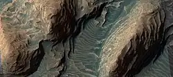 Layered mound, as seen by HiRISE under HiWish program.