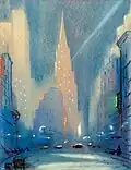 Chrysler Building, about 1945, pastel