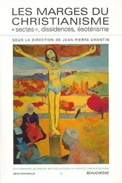 White cover with stylized painting of Jesus on the cross in the center