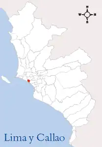 Location of Magdalena del Mar in the Lima Province