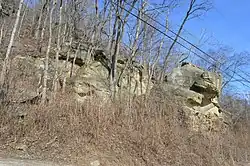 Outcrops of stone on Lick Creek Road