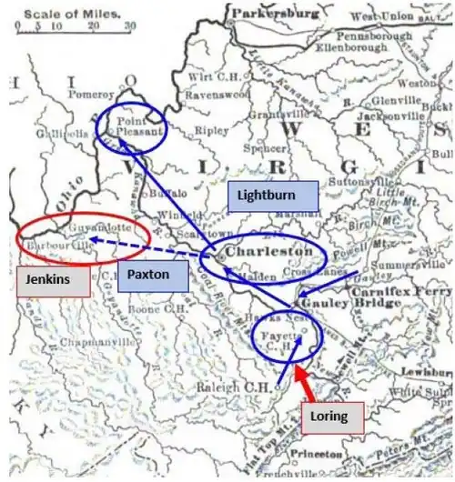 Old map of Kanawha Valley