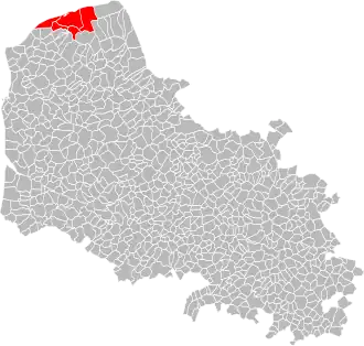Location of Grand Calais Terres et Mers within the department
