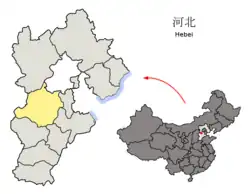 Location of Baoding City jurisdiction in Hebei