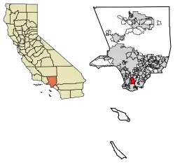 Location of Carson in Los Angeles County, California