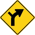 W1-10R Curve with side road (right)