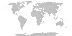 Map indicating locations of Malawi and United Kingdom