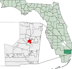 Location of Lauderdale Lakes in Broward County in State of Florida