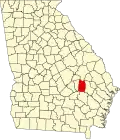 Map of Georgia highlighting Toombs County