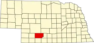 Map of Nebraska highlighting Frontier County