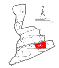 Map of Northumberland County, Pennsylvania highlighting Coal Township