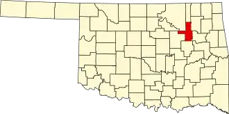 Map of Oklahoma highlighting Tulsa County