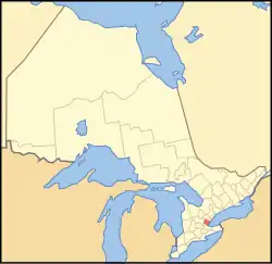 Halton Region's location within Ontario