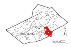 Location of West Brunswick Township in Schuylkill County, Pennsylvania