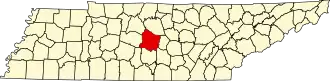 State map highlighting Rutherford County