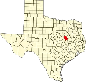 Map of Texas highlighting Limestone County