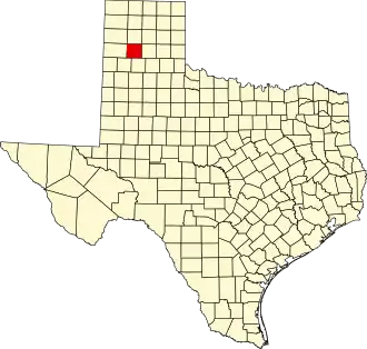 Map of Texas highlighting Randall County