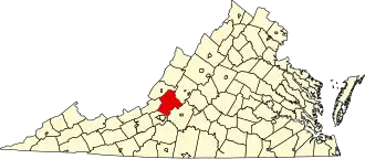Map of Virginia highlighting Botetourt County