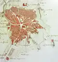 Old map of Caltanissetta from early 1864.