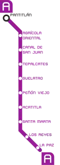 Mexico City Metro Line A map