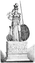 Gravure ancienne d'une statue féminine