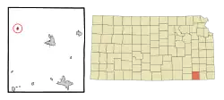 Location within Montgomery County and Kansas