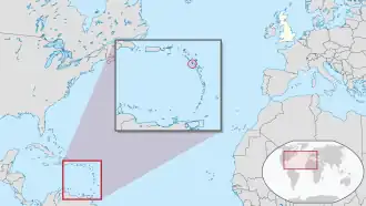 Location of Montserrat (circled in red)