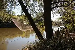 A daubel, a winch-operated lift net in Morava River, Austria