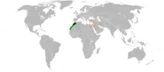 Lage von Israel und Marokko