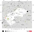 The location of NGC 3576 (circled in red)