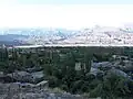 General view of Ordubad with a range of high mountains in neighboring Iran in the distance