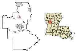Location of Powhatan in Natchitoches Parish, Louisiana.