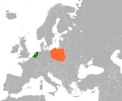 Map indicating locations of Netherlands and Poland