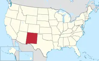 Map of the United States highlighting New Mexico