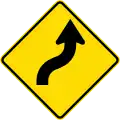 Reverse curve less than 60 degrees, to right