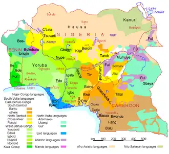 Overview map of Benin, Nigeria and Cameroon