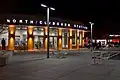 Station house at night.