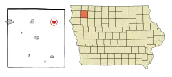 Location of Hartley, Iowa