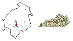 Location of Beaver Dam in Ohio County, Kentucky.