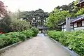 Trees and flowers were carefully arranged to make a nice view.