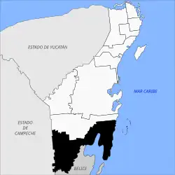 Location of Othón P. Blanco in Quintana Roo