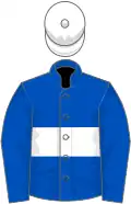 Royal blue, white hoop on body, white cap